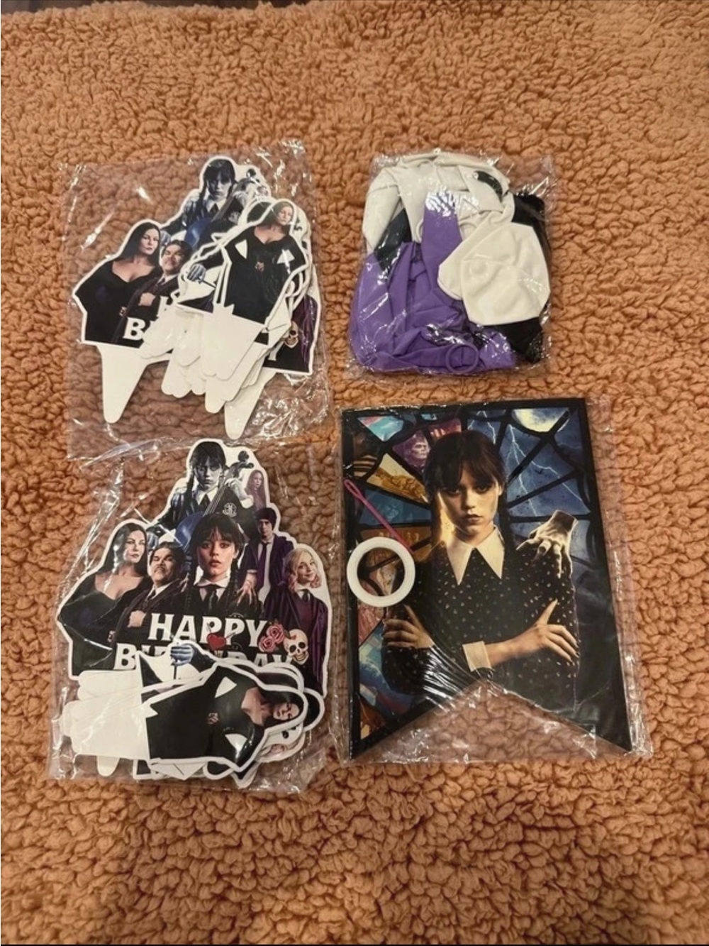 Wednesday Character Party Decoration Bundle in Purple and Black